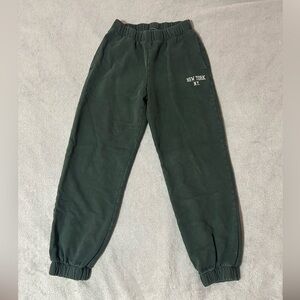 Brandy Melville Dark Green Cuff NY Sweatpants